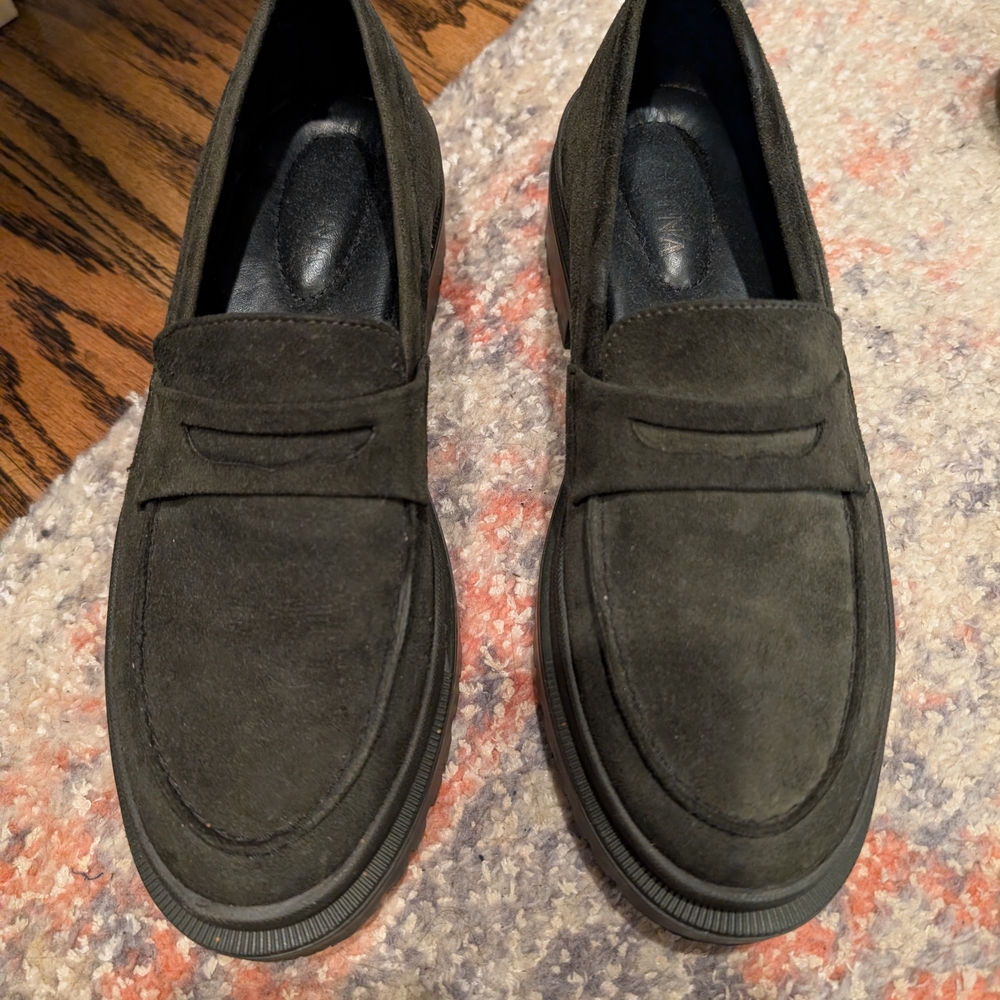 Green Suede Womens Loafers